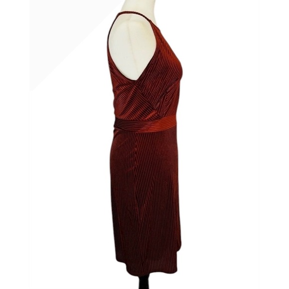 Dynamite Medium Copper Velvet Ribbed Halter Keyhole Midi Dress - Picture 9 of 11